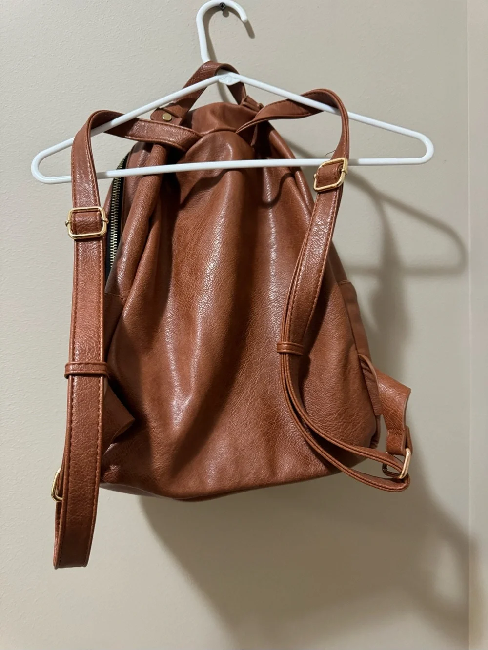 Madison West Brown Faux Leather Backpack